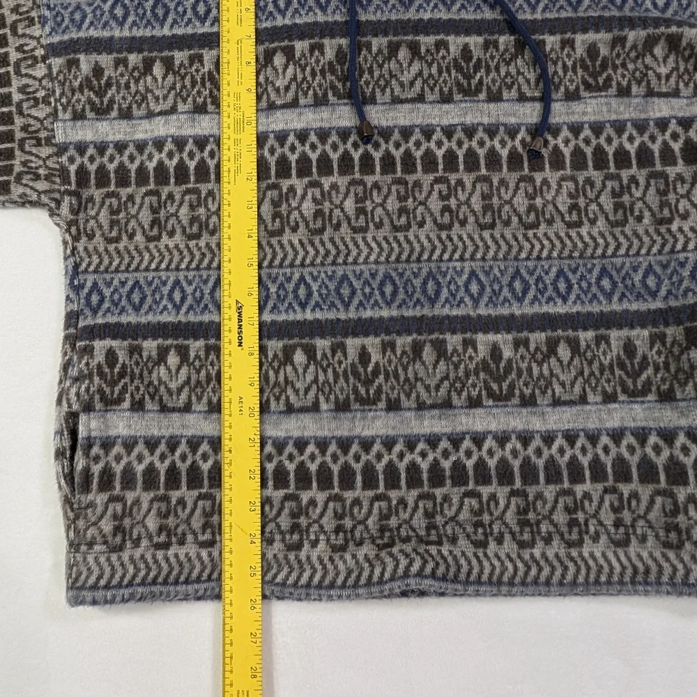 vtg French Country Express Blue Patterned Quarter-Zip Sweatshirt Mens Size S‎